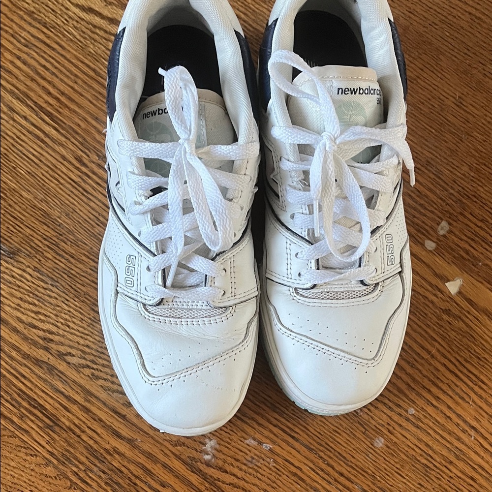New Balance 550 White and Navy Sneakers
